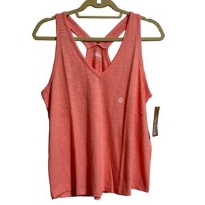Eddie Bauer Womens Sunny Slub V-Neck Tank Pink‎ Grapefruit Racerback Medium